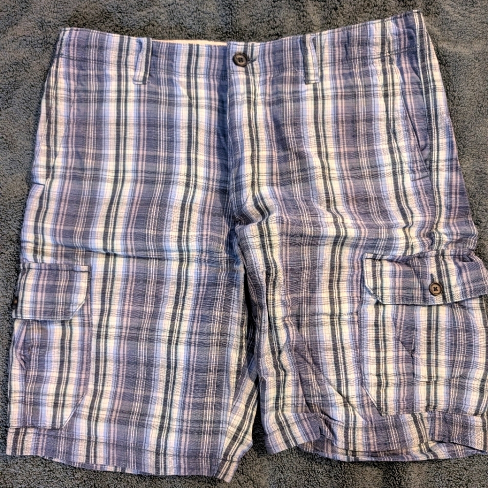 Tommy‎ bahama mens blue white plaid cargo shorts size 34